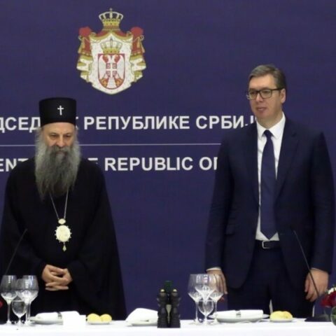 Патријарх Порфирије и чланови Сабора код председника Републике Србије