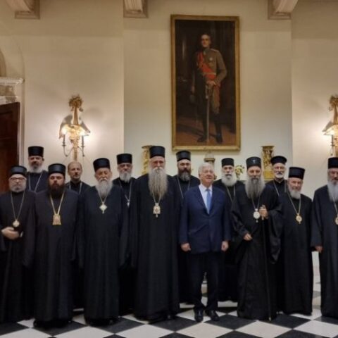 Патријарх и архијереји код престолонаследника Александра